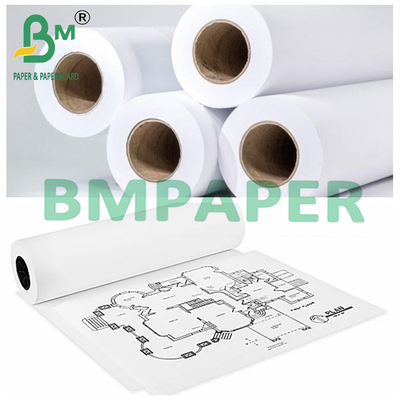 2 inch Core White Plotter Paper Roll voor Engineering Planning 24&quot; x 50 Yards 80gsm
