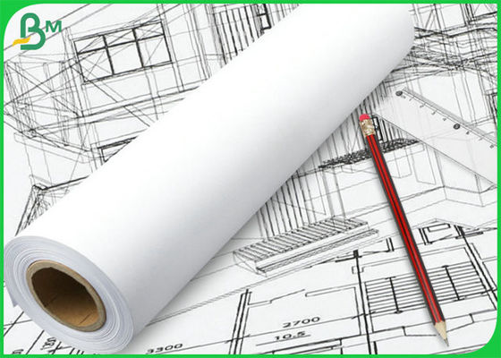 20LB 24" 36" breed x 150ft 2 inch Core White Bond Roll Paper voor architectonisch ontwerp